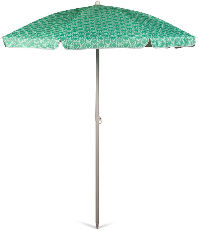 Photo 1 of 5.5 Ft. Portable Beach Umbrella, (Mermaid Teal)
