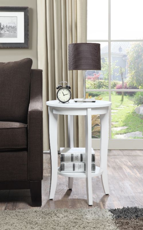 Photo 1 of American Heritage Round End Table with Shelf - White