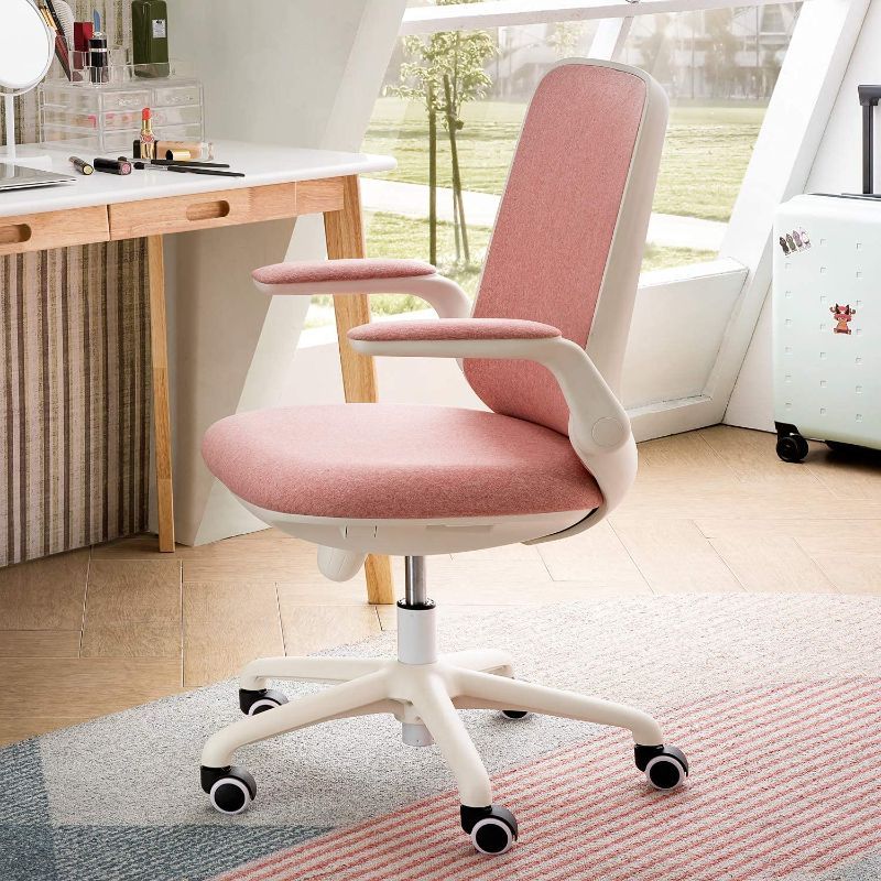 Photo 1 of ovios Cute Desk Chair Plush Velvet Chair for Home or Office Modern Comfortble Home Office Task Chair Nice Dressing Chair Computer Chair (White-Pink)
**MISSING HARDWARE**
