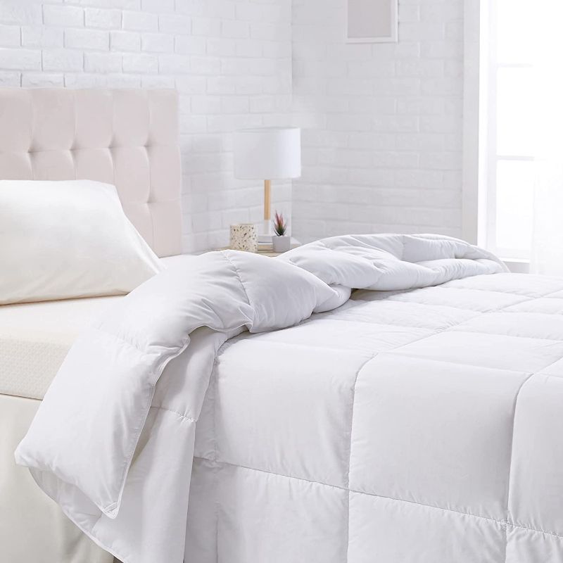 Photo 1 of Amazon Basics Down Alternative Bedding Comforter Duvet Insert - Full / Queen, White, All-Season