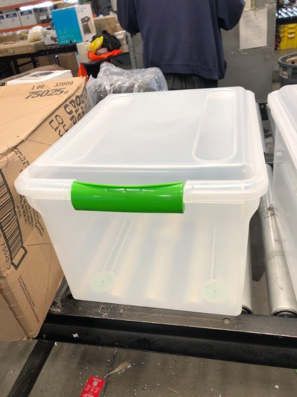 Photo 2 of 18 X 12 CLEAR STORAGE BIN GREEN CLAMP