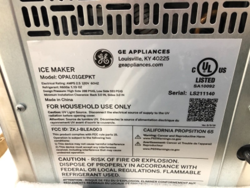 Photo 3 of **PREVIOUSLY USED**
GE Profile Opal | Countertop Nugget Ice Maker with Side Tank | Portable Ice Machine with Bluetooth Connectivity | Smart Home Kitchen Essentials | Stainless Steel Finish | Up to 24 lbs. of Ice Per Day
