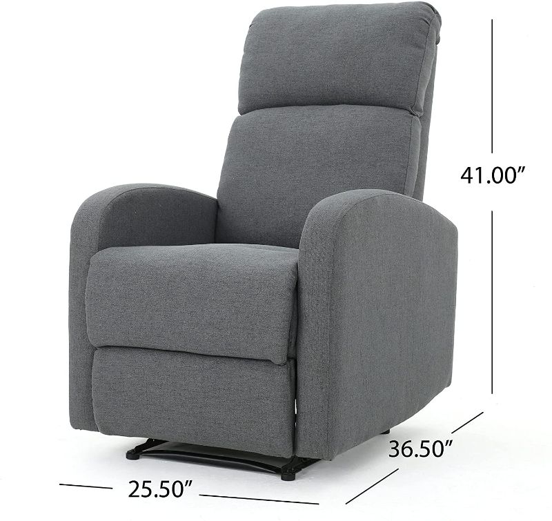 Photo 1 of **PREVIOUSLY USED, RECLINER HAD ANIMAL HAIR,****RECLINER IS DIFFERENT FROM STOCK PHOTO**
Classic Fabric Recliner, Charcoal / Black
