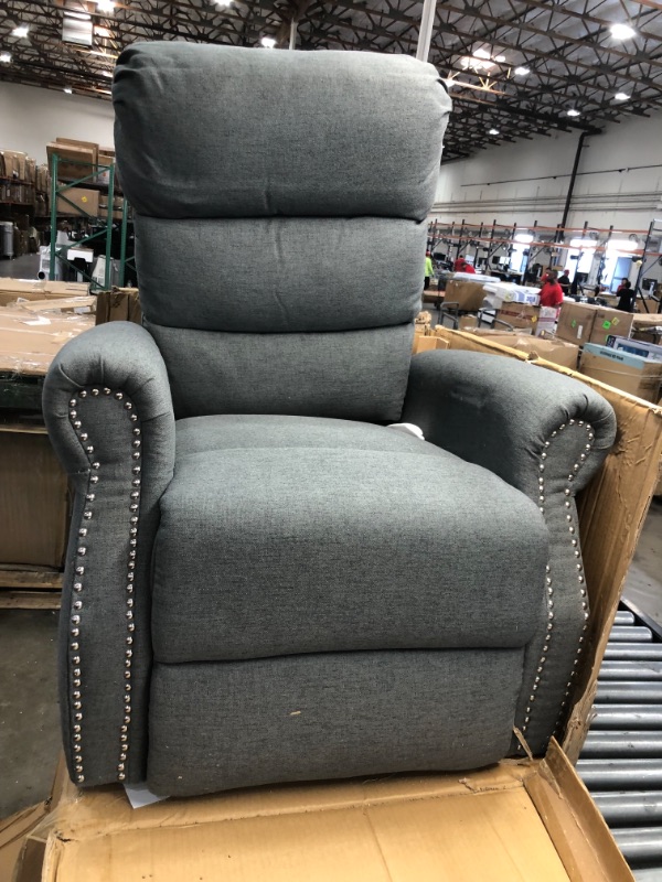 Photo 4 of **PREVIOUSLY USED, RECLINER HAD ANIMAL HAIR,****RECLINER IS DIFFERENT FROM STOCK PHOTO**
Classic Fabric Recliner, Charcoal / Black
