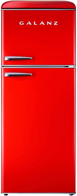 Photo 1 of ***PARTS ONLY*** Galanz GLR10TRDEFR True Top Freezer Retro Refrigerator Frost Free, Dual Door Fridge, Adjustable Electrical Thermostat Control, Red, 10.0 Cu Ft
