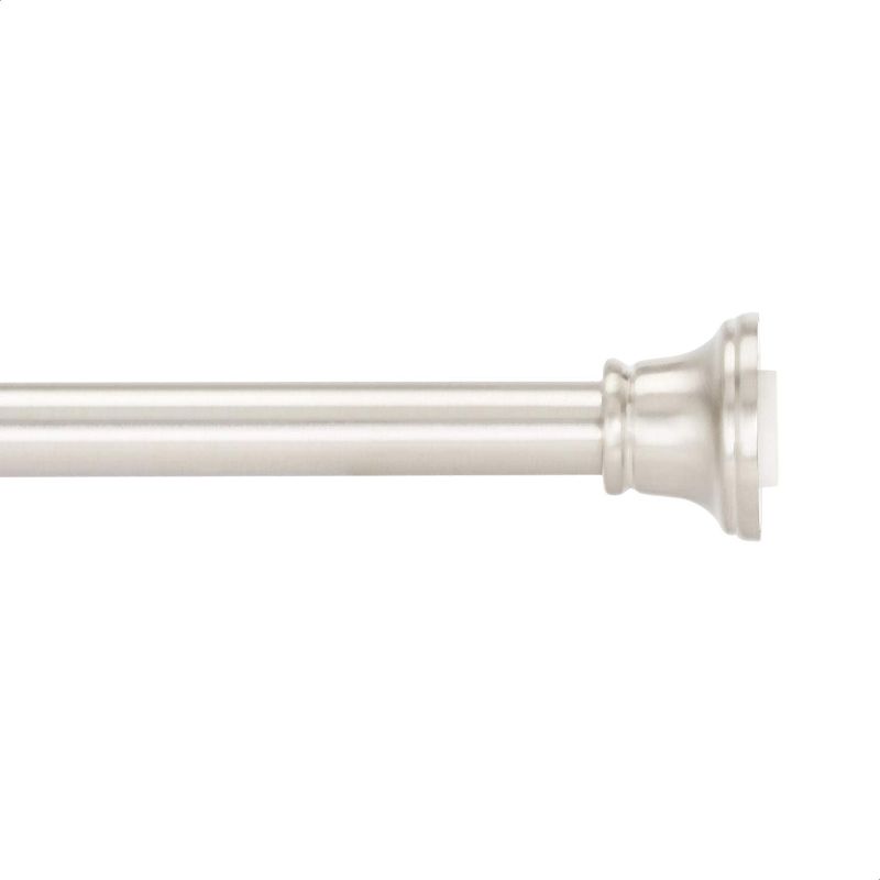 Photo 1 of Amazon Basics Tension Curtain Rod, Adjustable 42-72" Width - Nickel, Bell Finial
