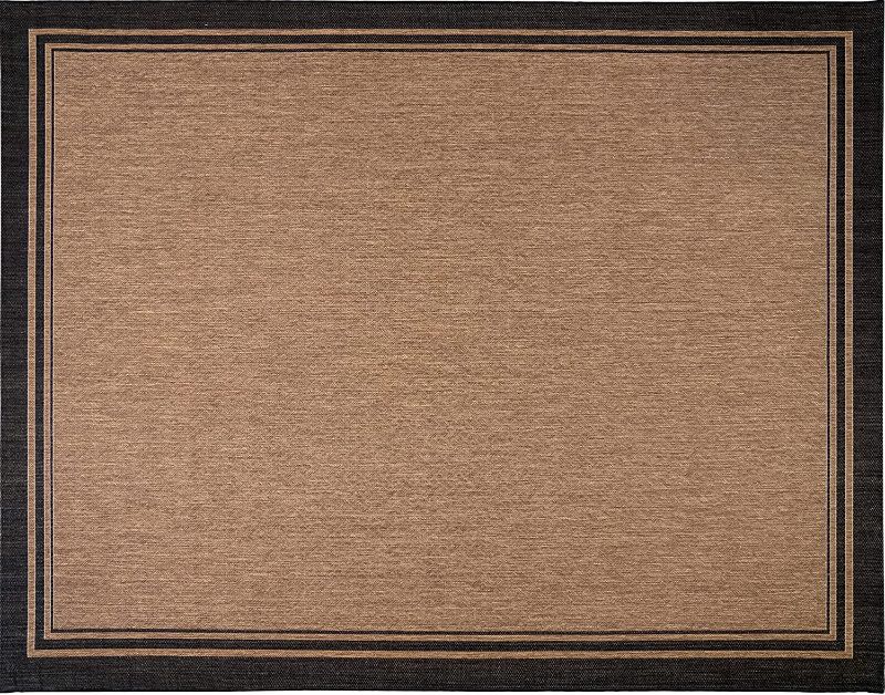 Photo 1 of 21358 Nautical Tropical Carpet Outdoor Patio Rug, 5x7 Standard, Border Black