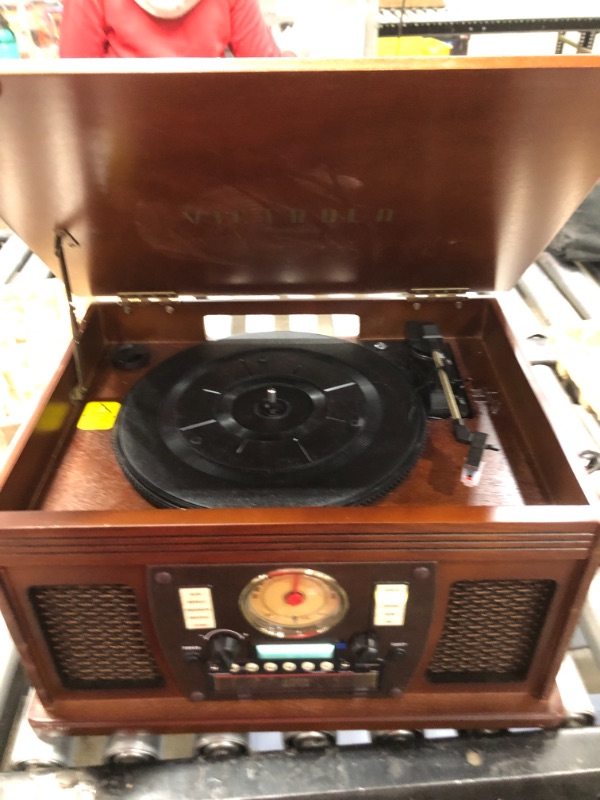Photo 3 of Victrola Nostalgic 6-in-1 Bluetooth Record Player & Multimedia Center with Built-in Speakers - 3-Speed Turntable, CD & Cassette Player, FM Radio |...
TESTED AND IT WORKS