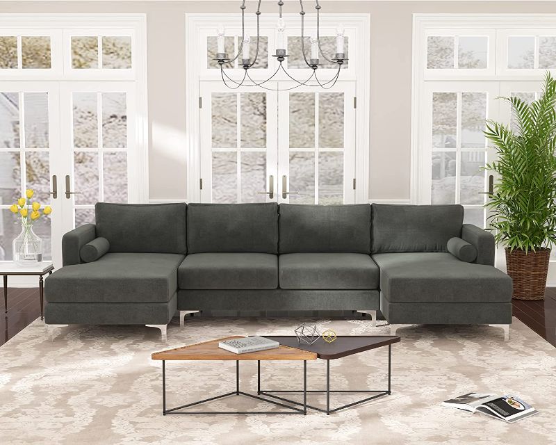 Photo 1 of BOX 1 OF 3 MISSING PARTS ***PARTS ONLY redcolourful Sectional Sofa with Two Pillows, U-Shape Upholstered Couch with Modern Elegant Velvet for Living Room Apartment
