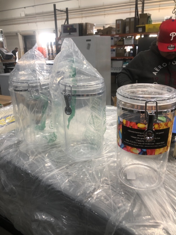 Photo 1 of 3 COUNT Oggi Large Acrylic Clamp Canister ? 65 Ounce Capacity
