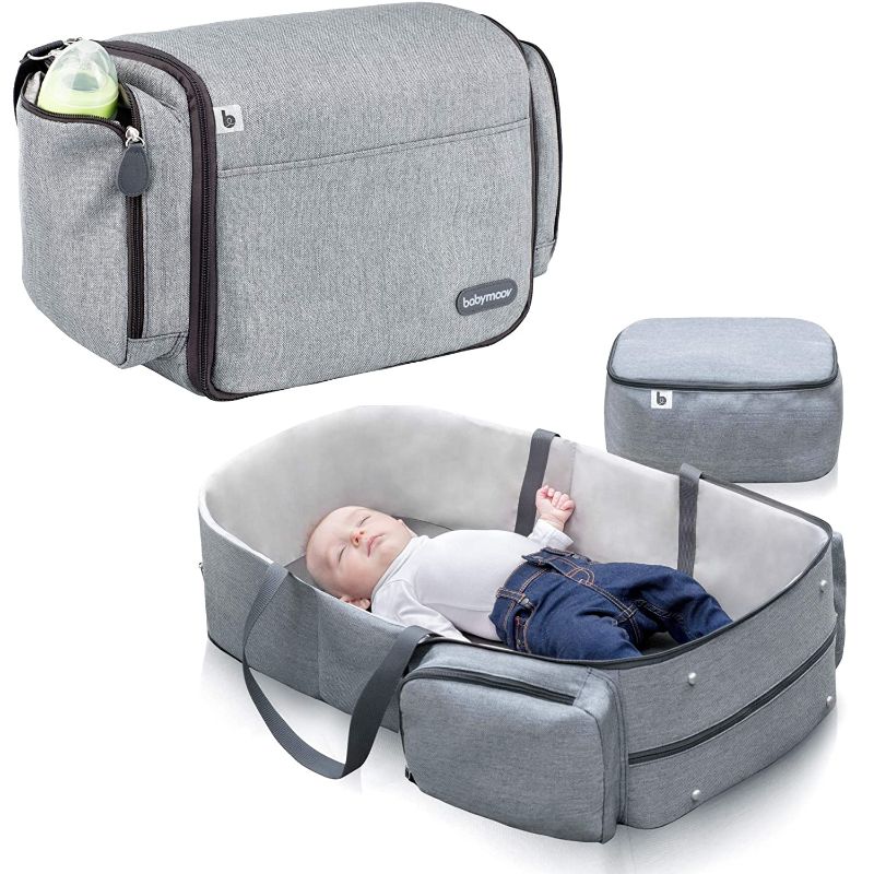 Photo 1 of Babymoov Travelnest Comfy Portable Bassinet | 3-in-1 Travel Crib, Changing Station and Diaper Bag, Gray , 2 Piece Set
