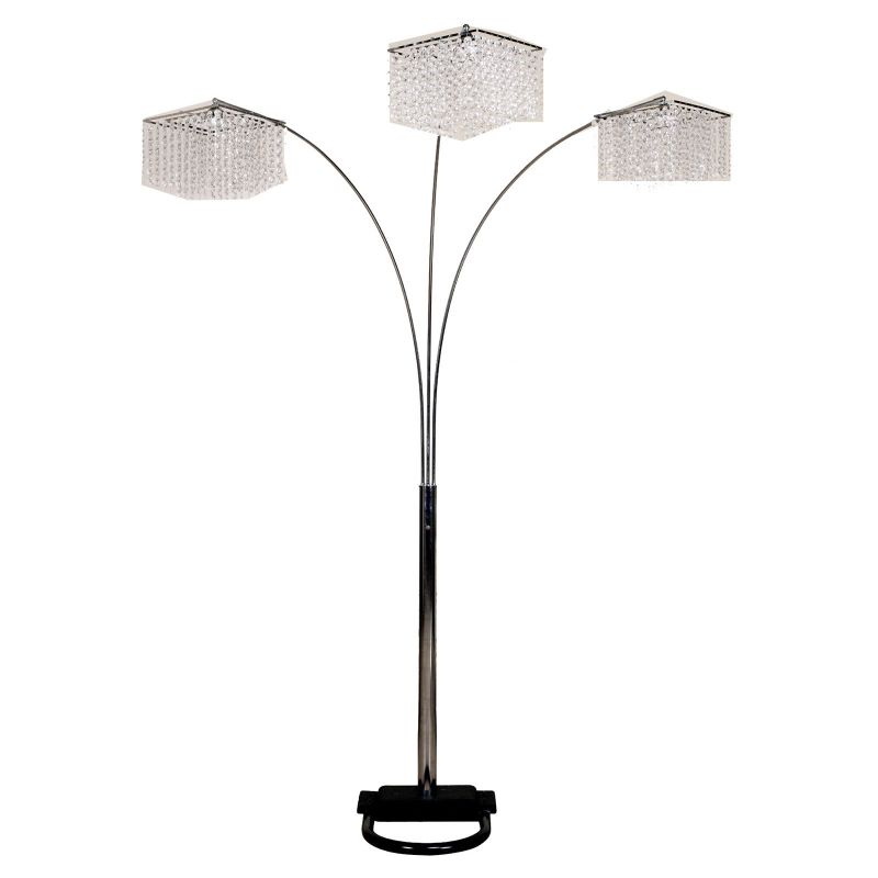 Photo 1 of Ore International 6932 3 Light Crystal Inspirational Arch Floor Lamp, 97" x 17.5" x 19", Silver