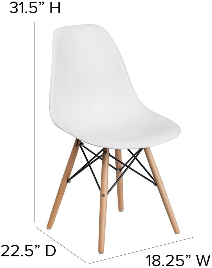 Photo 1 of *USED*
*SEE last pictures for damage*
Flash Furniture Elon Series White Plastic Chair with Wooden Legs
