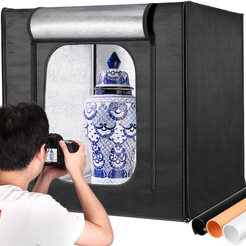 Photo 1 of *USED*
Neewer Professional Photo Light Box Kit 32x32 Inch Adjustable Brightness Studio Photography Lighting Shooting Tent with 3 LED Light Panel (210pcs SMD LED Beads)/3 Color Backdrops, Multi-angle Shooting