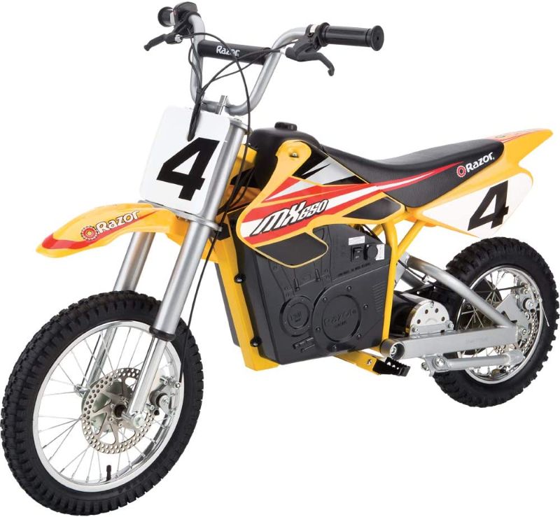 Photo 1 of *selling for PARTS, NO RETURNS*
Razor MX650 Dirt Rocket Electric-Powered Dirt Bike with Authentic Motocross Dirt Bike Geometry, Rear-Wheel Drive, High-Torque, Chain-Driven Motor, for Kids 13+
