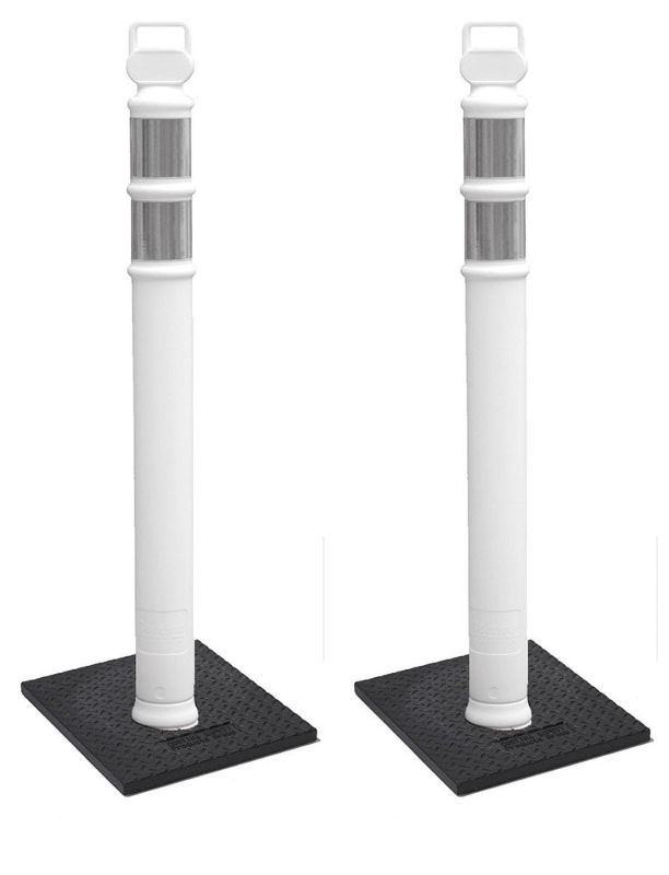 Photo 1 of *minor dents*
Cortina EZ Grab Delineator 45" Post, 3" Hip Collars with 10 lb Base, 03-747WRBC-2, White, 2 Pack
