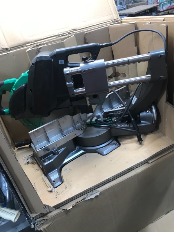 Photo 2 of *USED*
*UNKNOWN what or if anything is missing*
Metabo HPT 12-Inch Sliding Compound Miter Saw, Double Bevel, Laser Marker, Compact Slide System, 15-Amp Motor, Large Sliding Fences (C12RSH2S), Miter Saw Only

