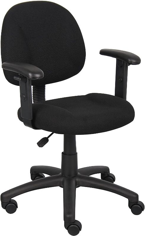 Photo 1 of Boss Office Products Perfect Posture Delux Fabric Task Chair with Adjustable Arms in Black
