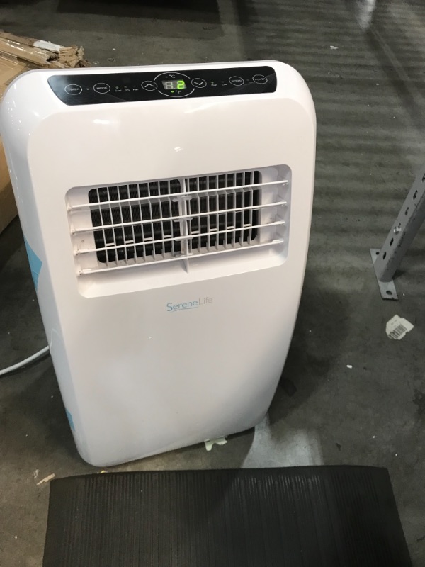 Photo 2 of *USED*
*MISSING remote*
Portable Electric Air Conditioner Unit - 900W 8000 BTU Power Plug In AC Cold Indoor Room Conditioning System w/ Cooler, Dehumidifier, Fan, Exhaust Hose, Window Seal, Wheels, Remote - SereneLife SLPAC8
