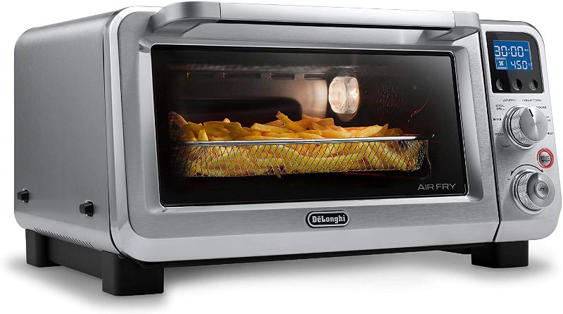 Photo 1 of *USED*
*MISSING pizza tray*
De'Longhi Livenza 9-in-1 Digital Air Fry Convection Toaster Oven, Grills, Broils, Bakes, Roasts, Keep Warm, Reheats, 1800-Watts + Cooking Accessories, Stainless Steel, 14L (.5 cu ft), EO141164M
