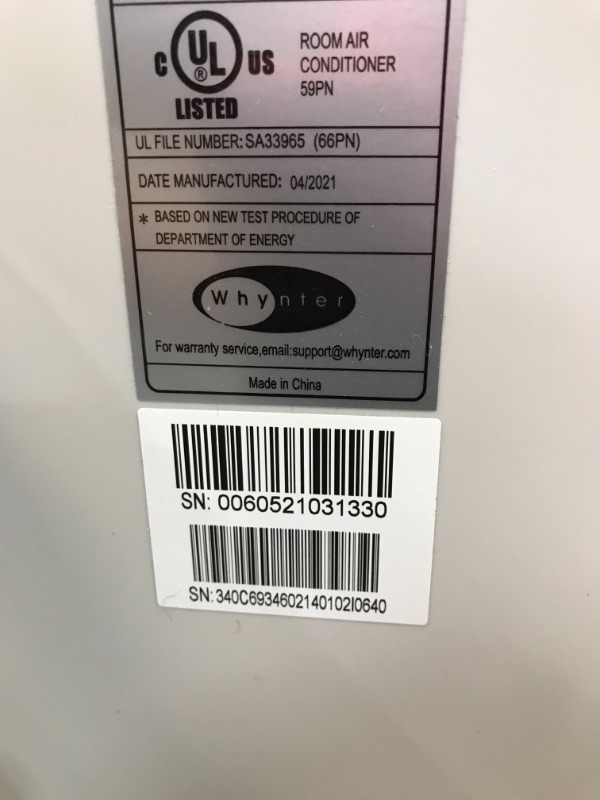 Photo 6 of *MISSING remote and manual* 
Whynter ARC-148MS 14,000 BTU Portable Air Conditioner, Dehumidifier, Fan with Activated Carbon SilverShield Filter for Rooms up to 450 sq ft, Multi
