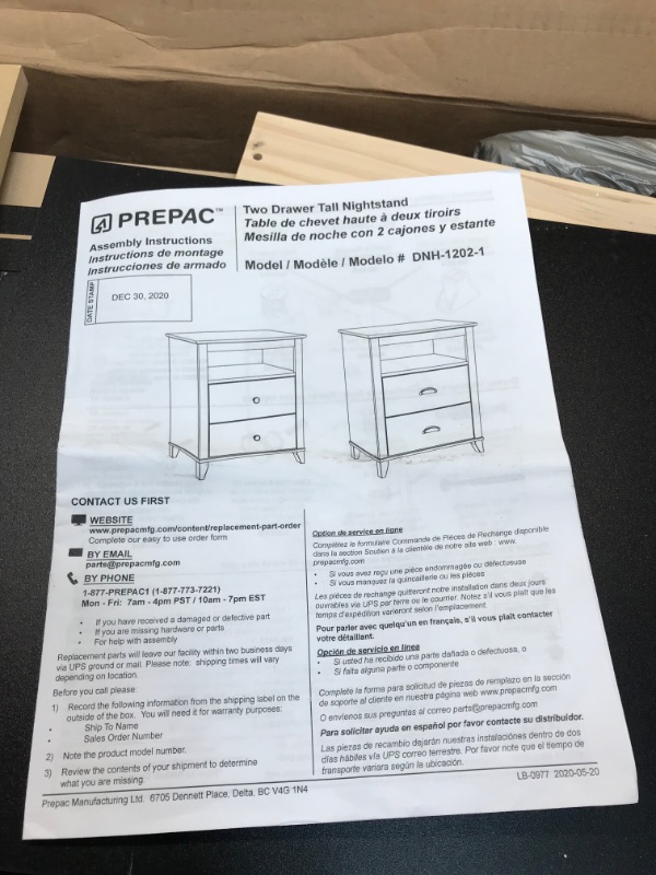 Photo 6 of *USED*
*SEE last picture for damage*
Prepac Yaletown 2-Drawer Tall Nightstand, Black, 23" W x 28" H x 16" D