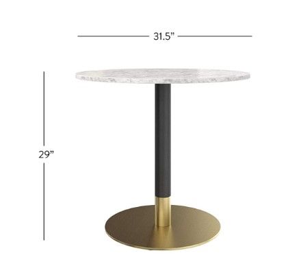 Photo 1 of *SEE last pictures for damage*
Lucy White Carrara Faux Marble Table Top with Black and Gold Pedestal Base Modern Kitchen or Dining Table