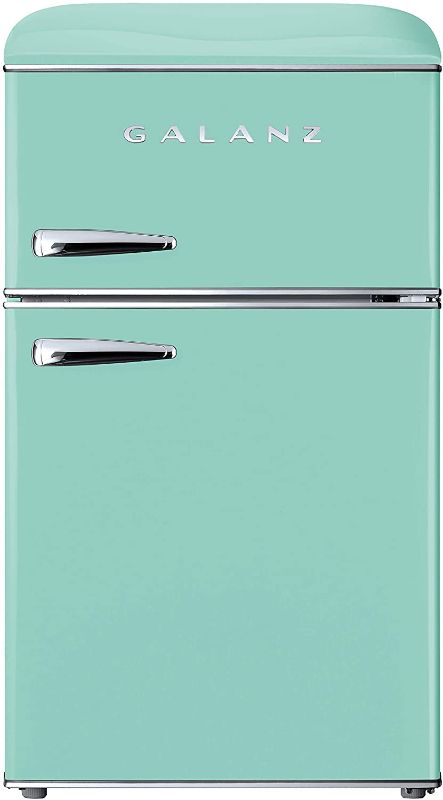 Photo 1 of *SEE notes*
Galanz GLR31TGNER Dual Door Fridge, Adjustable Mechanical Thermostat with True Freezer, 3.1 Cu FT, Green
