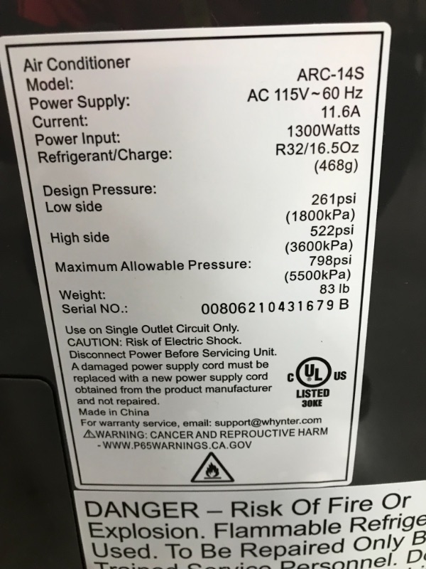 Photo 6 of *SEE notes*
Whynter ARC-14S 14,000 BTU Dual Hose Portable Air Conditioner, Dehumidifier, Fan with Activated Carbon Filter Plus Storage Bag for Rooms up to 500 sq ft, Platinum and Black
