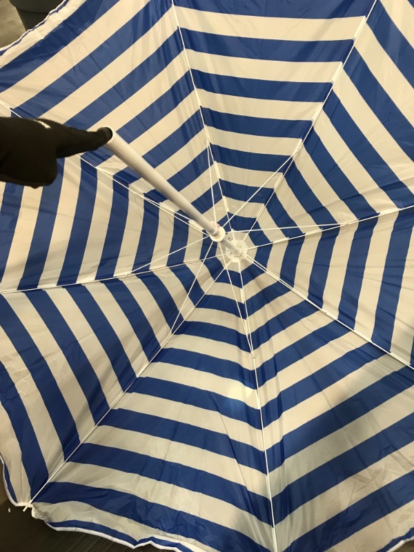 Photo 3 of *NOT EXACT stock picture, use for reference* 
Blue and White Beach Umbrella