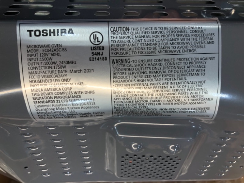 Photo 4 of Toshiba EC042A5C-BS Countertop Microwave Oven with Convection, Smart Sensor, Sound On/Off Function and LCD Display, 1.5 Cu Ft, Black Stainless Steel
