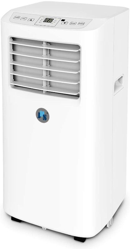 Photo 1 of JHS 8,000 BTU Small Portable Air Conditioner 3-in-1 Floor AC Unit with 2 Fan Speeds, Remote Control and Digital LED Display, Cover up to 200 Sq. Ft, White
