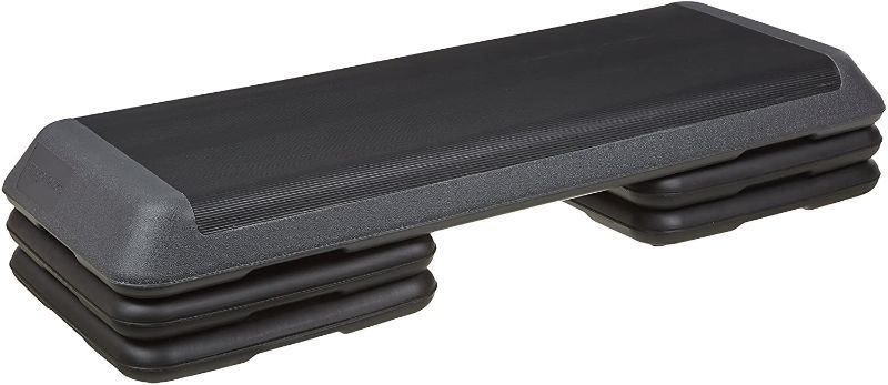 Photo 1 of Amazon Basics Aerobic Exercise Workout Step Platform with Adjustable Risers - 42.5 x 16 x 4 Inches, Black
