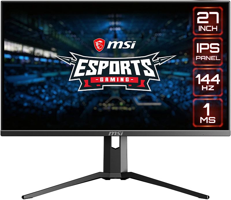 Photo 1 of MSI Full HD Gaming RGB Non-Glare Super Narrow Bezel 1ms 1920 x 1080 144Hz Refresh Rate Adjustable Height Arm FreeSync 27” IPS Gaming Monitor (Optix MAG273R), Black (OPTIXMAG273R)
