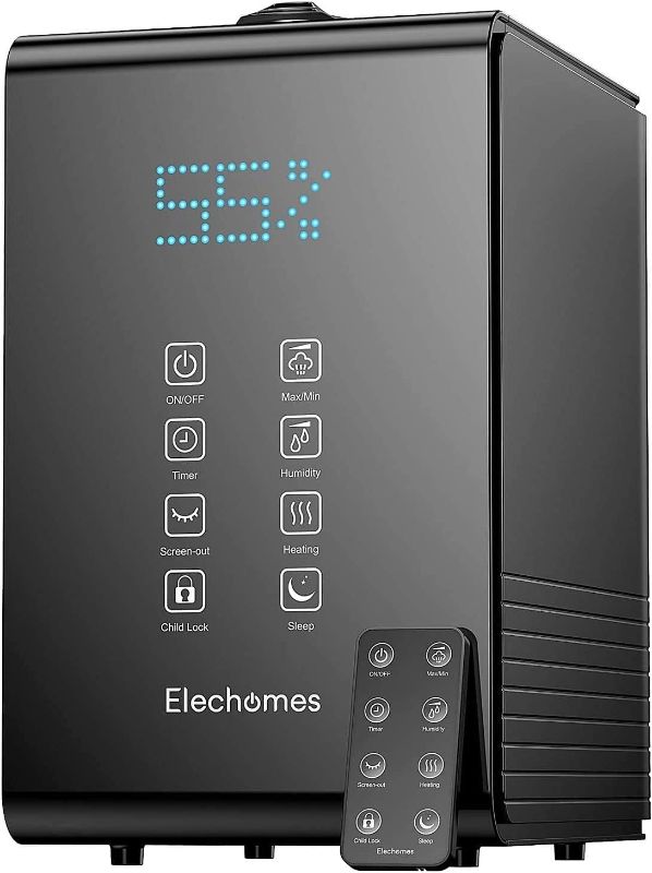 Photo 1 of Elechomes SH8820 Humidifier, 5.5L Top Fill Warm and Cool Mist Humidifiers for Large Room Bedroom Plants with Remote Control, 20db Ultra Quiet, LED Display, 600ml/h Max Humidity, Auto Shut-off, Black
