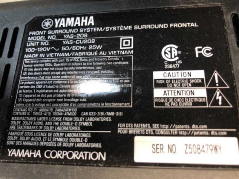 Photo 5 of Yamaha Audio YAS-209BL Sound Bar with Wireless Subwoofer, Bluetooth, and Alexa Voice Control Built-In
