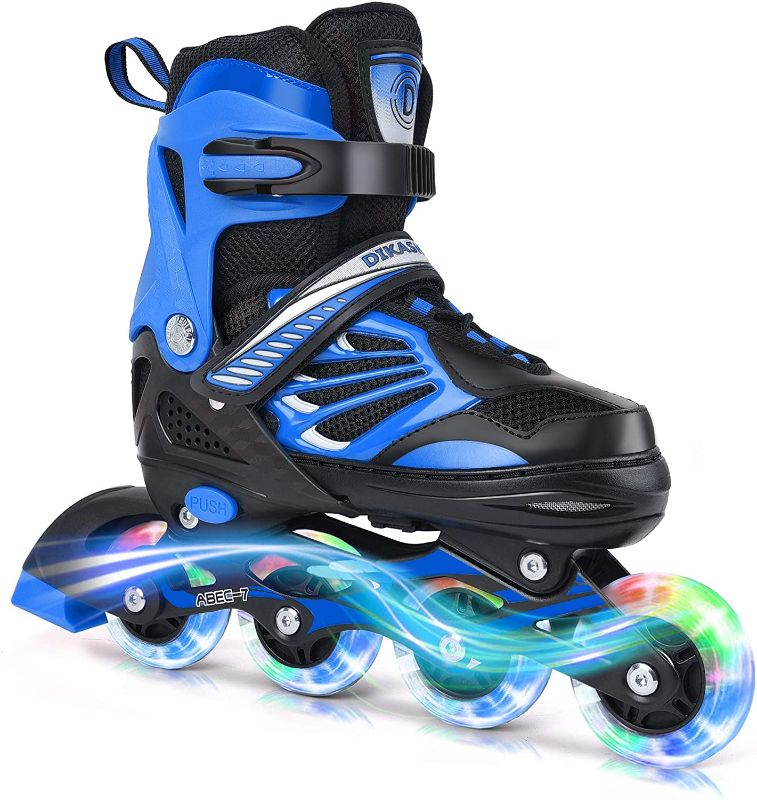 Photo 1 of DIKASHI Black/Blue/Red Adjustable Inline Skates Boys Girls Kids Women Men Size,Light Up Adult Roller Blades Skates for Women Outdoor and Indoor Large 5-7.5
