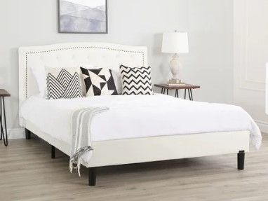 Photo 1 of ***MISSING LEG/HARDWARE*** Abbyson Mandy Tufted Upholstered Bed - Cream - Queen 88.1 in. long x 64.5 in. wide x 45.3 in. high

