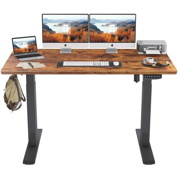 Photo 1 of FEZIBO Electric Standing Desk with Splice Board, Rustic Brown Finish, 63"
Size: 63"x 24" x 27.16"- 46.06"(LxDxH)
