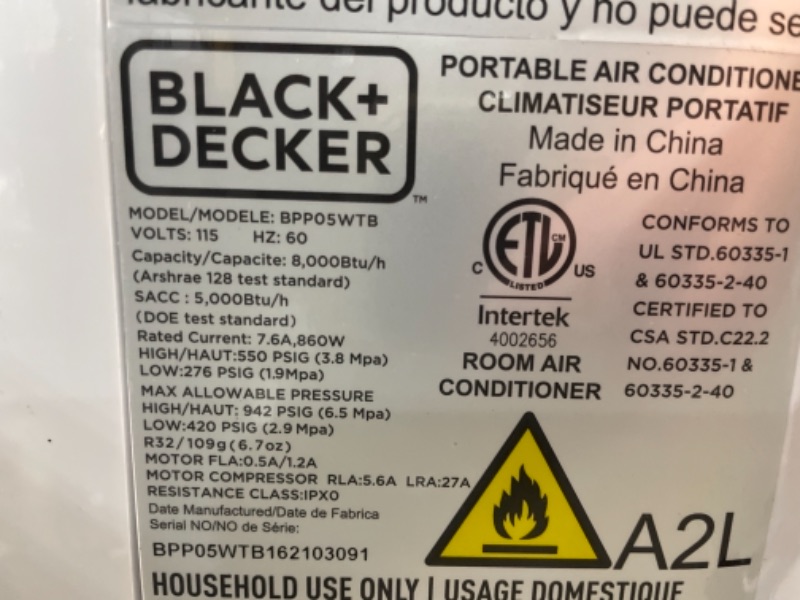 Photo 3 of BLACK+DECKER 5,000 BTU Portable Air Conditioner
