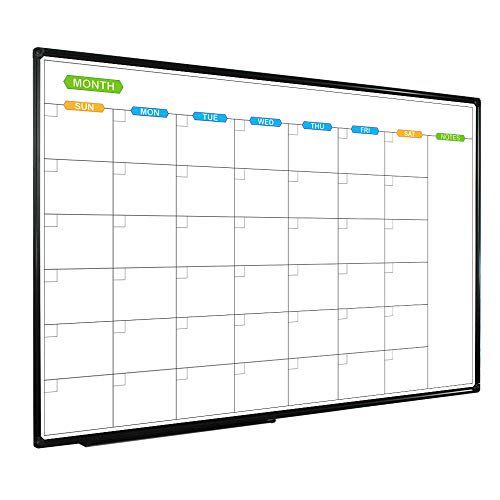 Photo 1 of JILoffice Large Dry Erase Calendar Whiteboard - Magnetic White Board Calendar Monthly 60 X 40 Inch, Black Aluminum Frame Wall Mounted Board for Office Home and School
