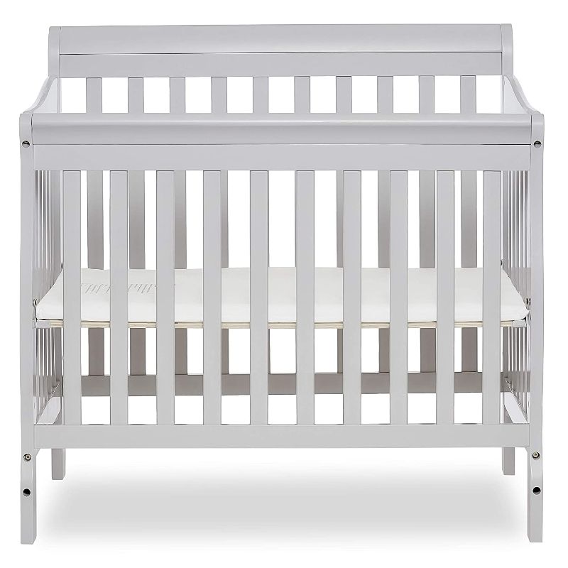 Photo 1 of Dream On Me Aden 4-in-1 Convertible Mini Crib, Mystic Gray
PREVIOUSLY OPENED, MINOR DENTS TO ONE PANEL