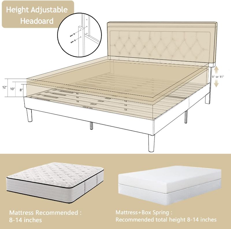 Photo 1 of **ITEM IS INCOMPLETE BOX 2 OF 2 ONLY** BOX 1 OF 2 NOT INCLUDED**
Allewie Full Size Button Tufted Platform Bed Frame / Fabric Upholstered Bed Frame with Adjustable Headboard / Wood Slat Support / Mattress Foundation /...
