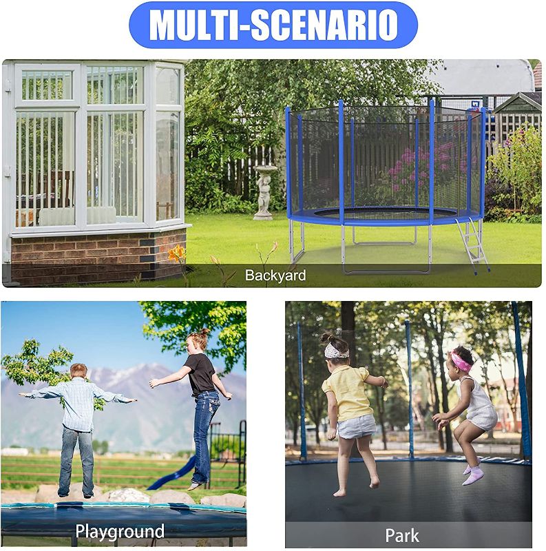 Photo 1 of 12FT Trampoline for Kids and Adults - Outdoor Recreational Jump Bounce Trampoline with Enclosure Net and Ladder and Spring Pad - Family Fun Healthy Time