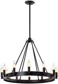 Photo 1 of ***STOCK PHOTO FOR REFERNCE ONLY***
12-Light Indoor Retro Wagon Wheel Chandelier, 27.6"