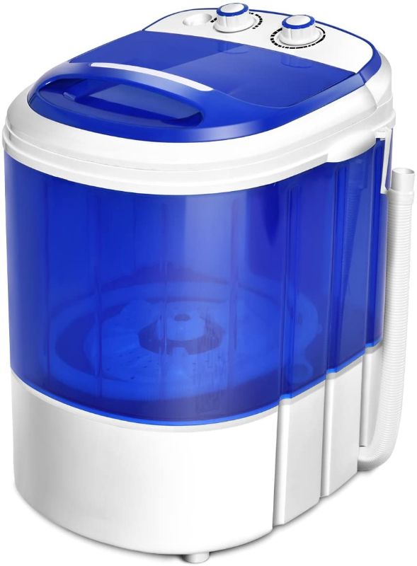 Photo 1 of COSTWAY Mini Washing Machine, Portable Washer for Compact Laundry, Small Semi-Automatic Compact Washing Machine with Timer Control Single Translucent Tub 7lbs Capacity