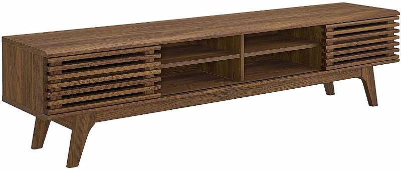 Photo 1 of  Modway Render 70" Mid-Century Modern Low Profile Media Console TV Stand, 70 Inch, Walnut Walnut
