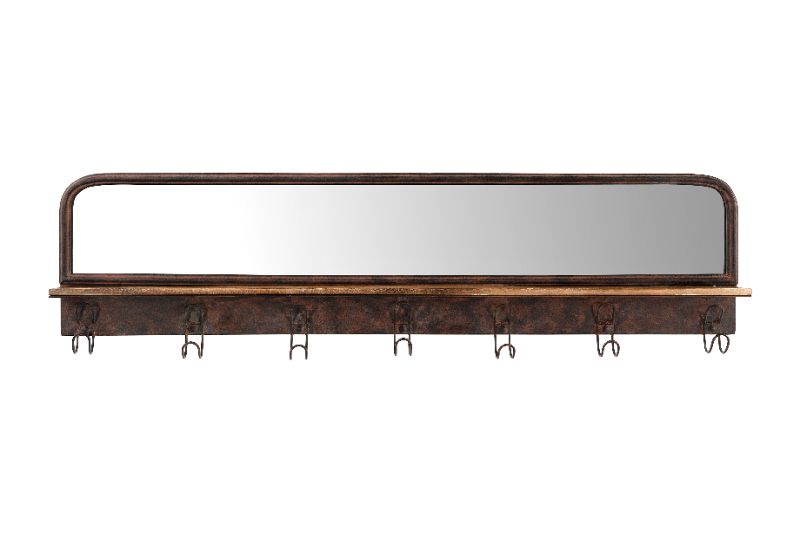 Photo 1 of 3R Studio 39.5" Metal Wall Mirror with Wood Shelf 7 Hooks
