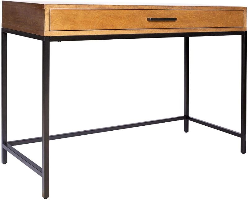 Photo 1 of Amazon Brand – Rivet Avery Industrial Home Office Writing Desk with Metal Base, 40"W, Chestnut Brown Finish
