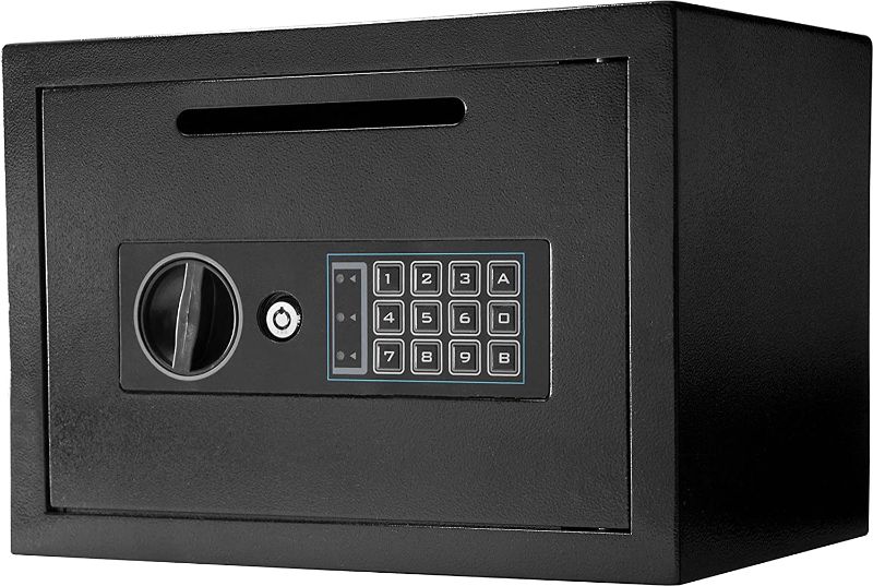 Photo 1 of BARSKA AX11934 Compact 0.57 Cubic Ft Digital Multi-User Keypad Security Business Depository Drop Safe with Front Load Drop Box for Money, Cash & Mail Lock Box
